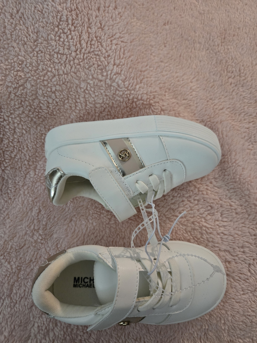 Michael Kors Kids White & Gold Lace-Up Sneakers